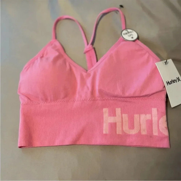Hurley Other - WOMENS HURLEY SEAMLESS RACERBACK
SPORTS BRA PINK/WHITE SIZE
SMALL